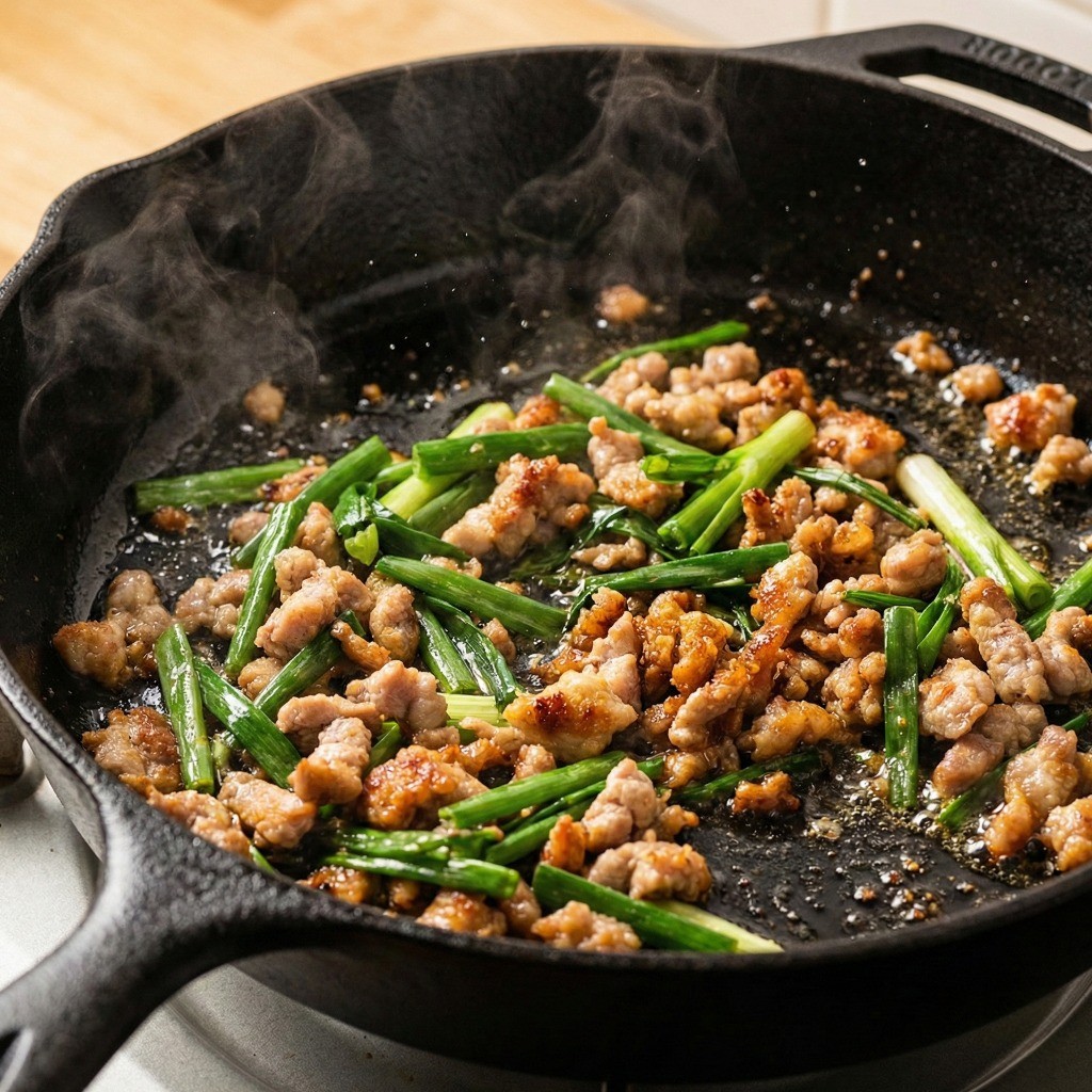 파기름 내기와 돼지고기 뒷다리살 볶기 - 고소한 라면 국물의 기초