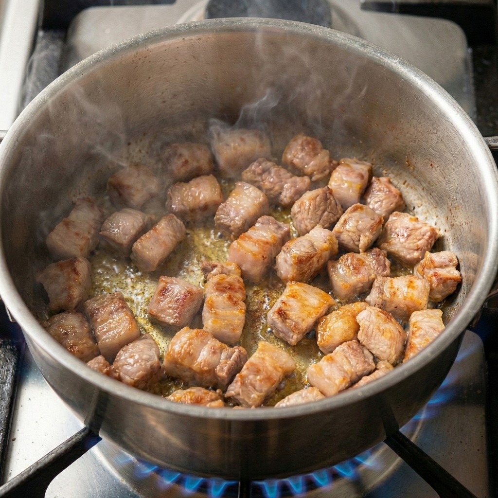 돼지고기 앞다리살 식용유에 볶아 고소한 기름 내기