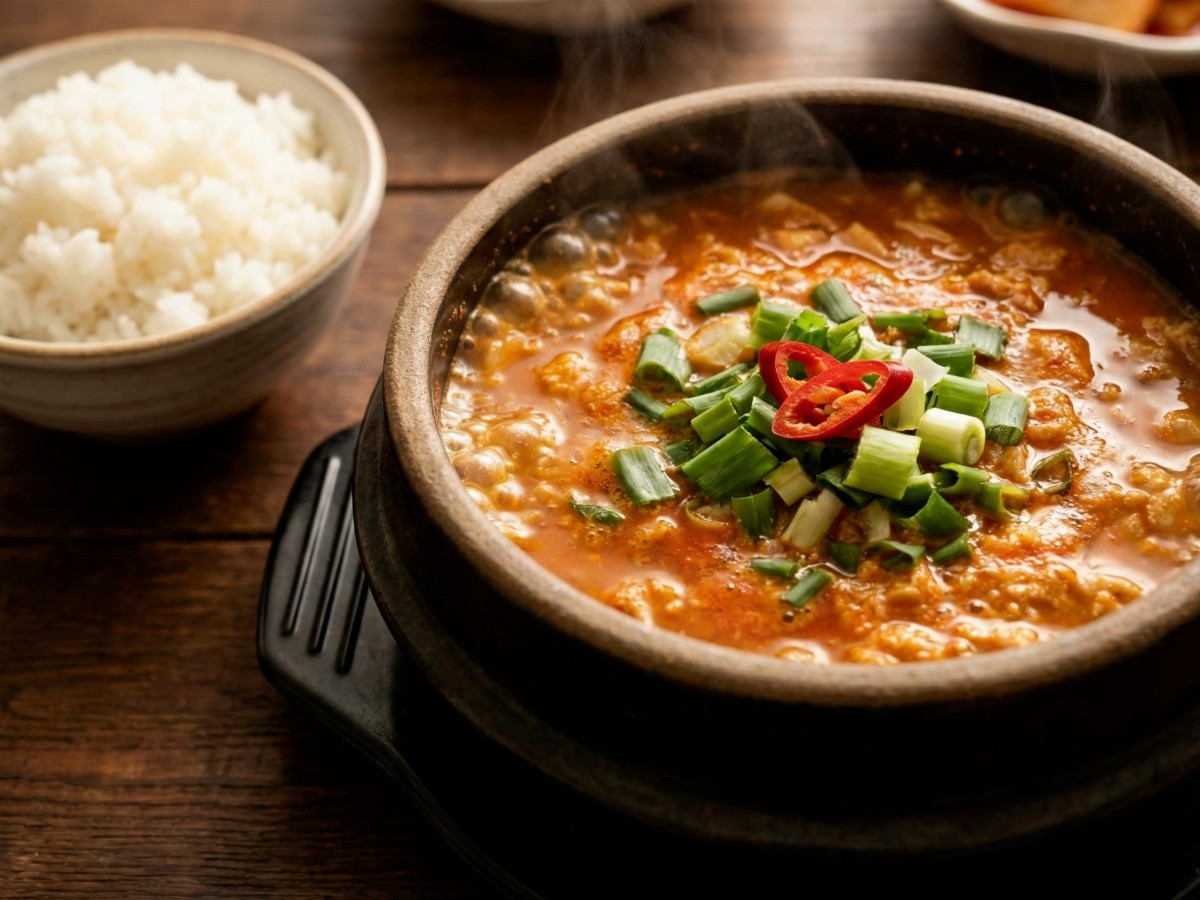 백종원 콩비지찌개 황금레시피 완성 - 보글보글 끓는 구수한 비지찌개 뚝배기