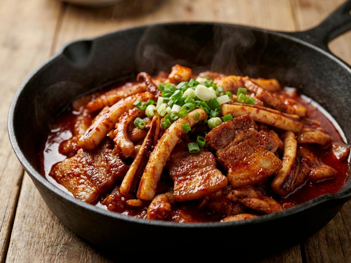 집에서 쉽게 만드는 백종원 매콤달콤 오삼불고기 완성 요리