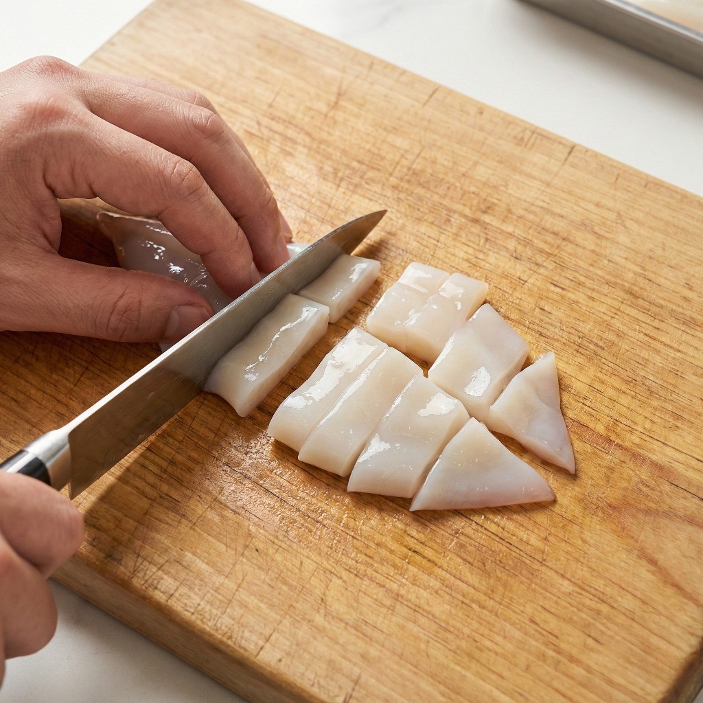 오삼불고기 재료용 오징어 손질 및 먹기 좋은 크기로 자르는 방법