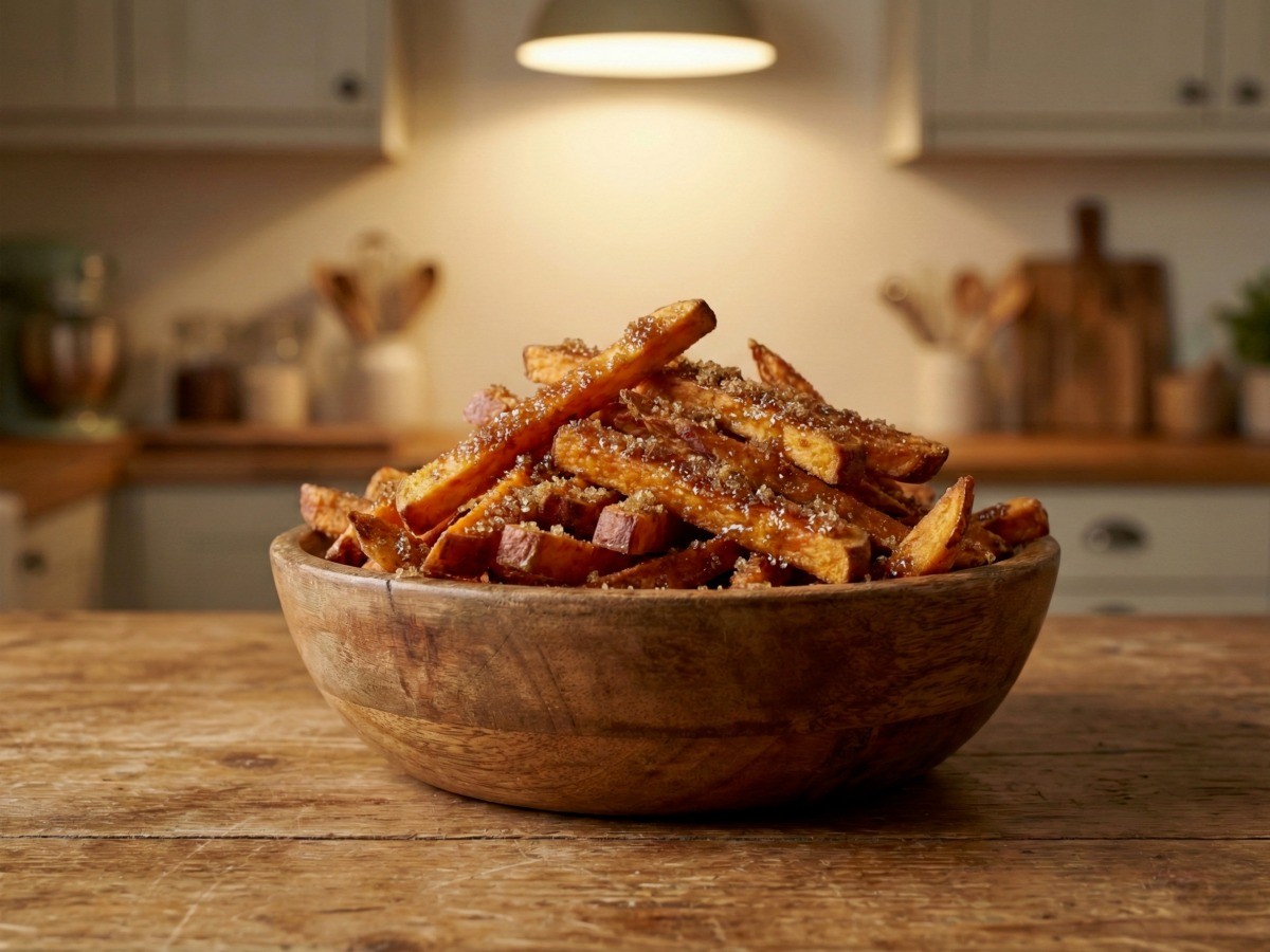 백종원 레시피로 바삭하게 튀겨낸 황금빛 고구마 스틱 완성 모습