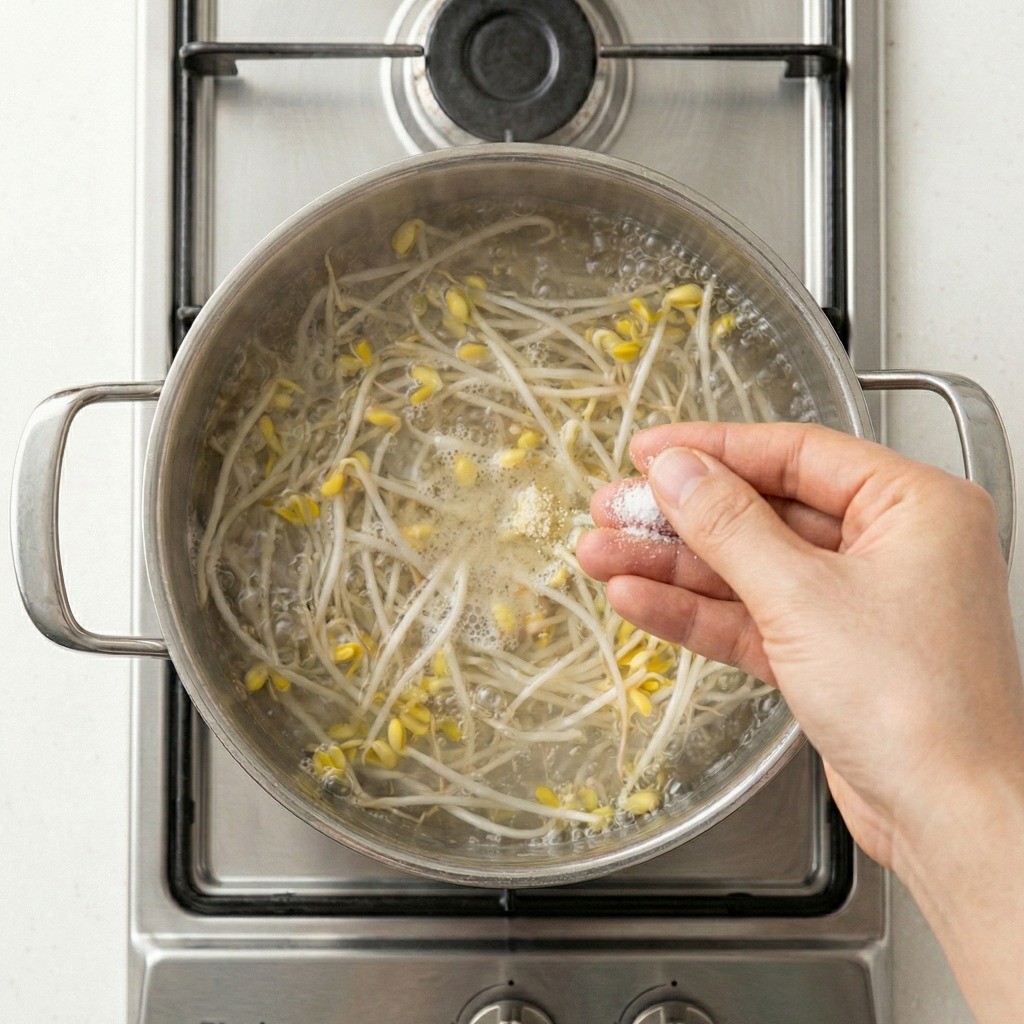 백종원 콩나물국 황금레시피 3단계 - 미원과 맛소금으로 식당 맛 콩나물국 간 맞추기