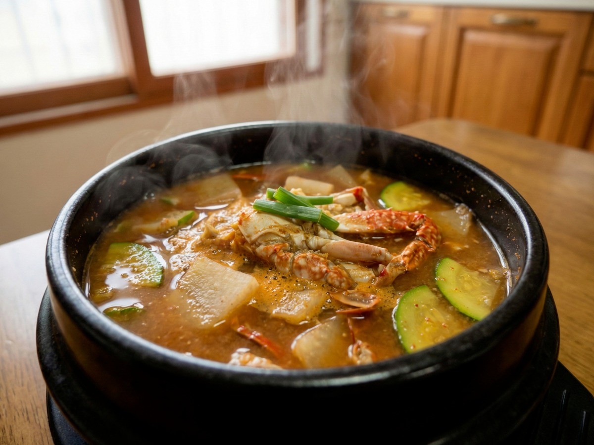 백종원 꽃게 해장국 레시피 완성 사진 - 얼큰하고 시원한 국물의 꽃게탕
