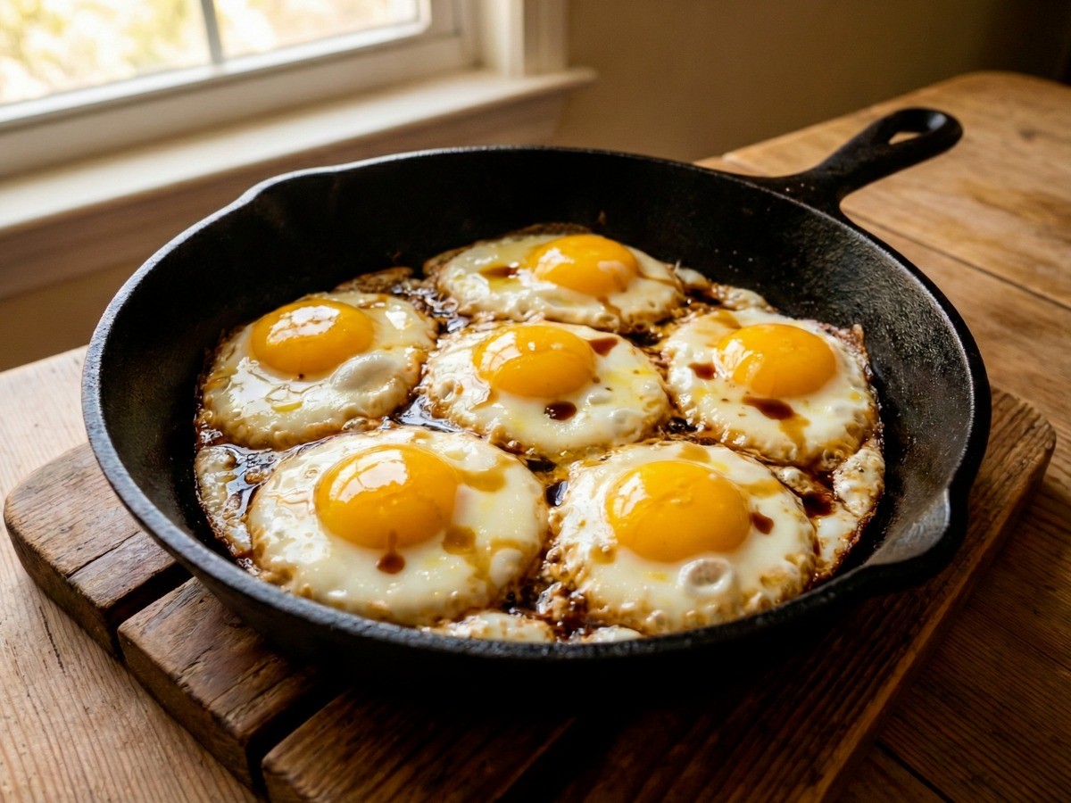 백종원 레시피로 만든 짭짤하고 고소한 들기름 국간장 계란후라이 완성 모습, 초간단 술안주 겸 해장 요리