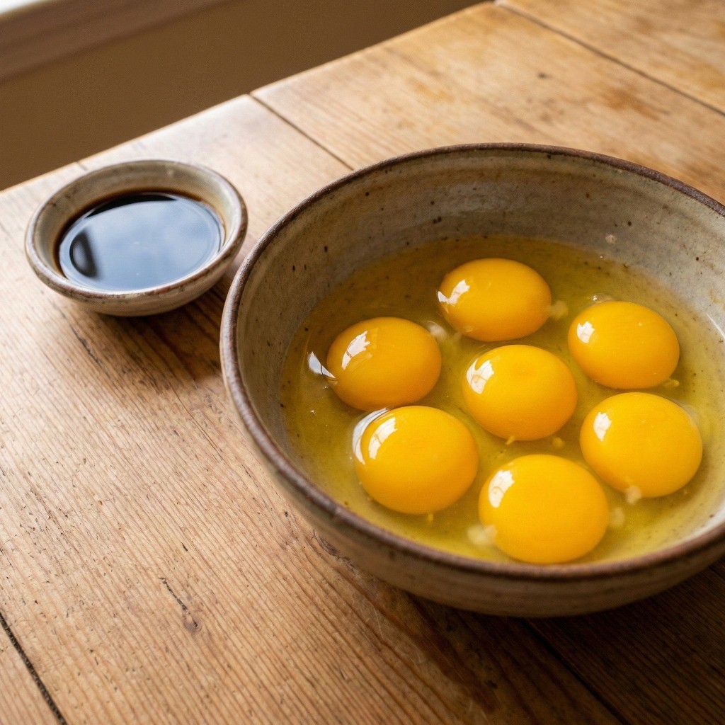 백종원 계란후라이 만들기 1단계: 빠른 조리를 위해 신선한 계란 7개를 그릇에 미리 깨서 준비한 모습