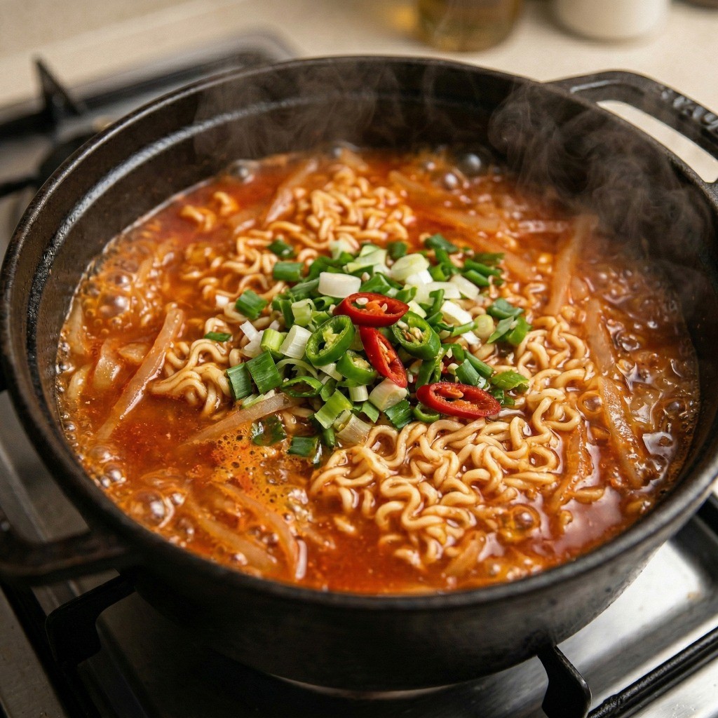 백종원 무파라면 완성 - 무와 대파가 듬뿍 들어가 국물이 끝내주는 들기름 라면