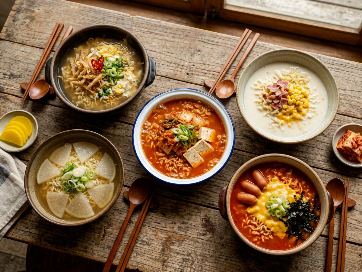 백종원 라면 레시피 5종 총정리 - 북어 해장라면, 무파라면, 김치라면, 우유라면, 소세지라면 완성 사진