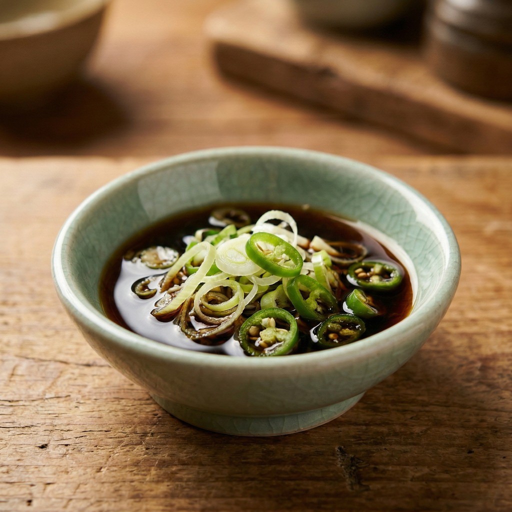 백종원 배추전 레시피 3단계: 진간장과 식초로 새콤달콤 배추전 양념장 초간장 만들기