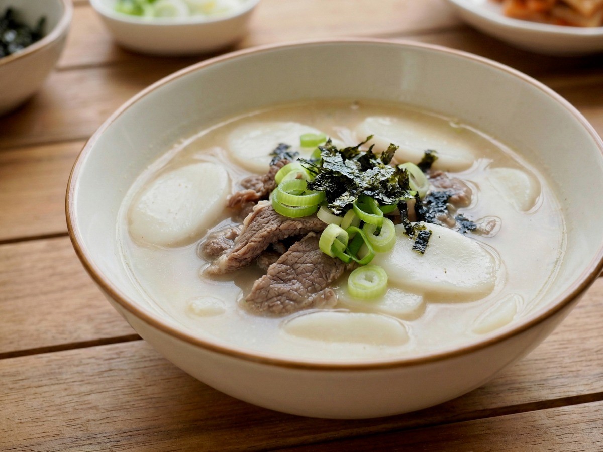 불고기거리로 15분 만에 완성한 백종원 초간단 소고기 떡국 완성 모습