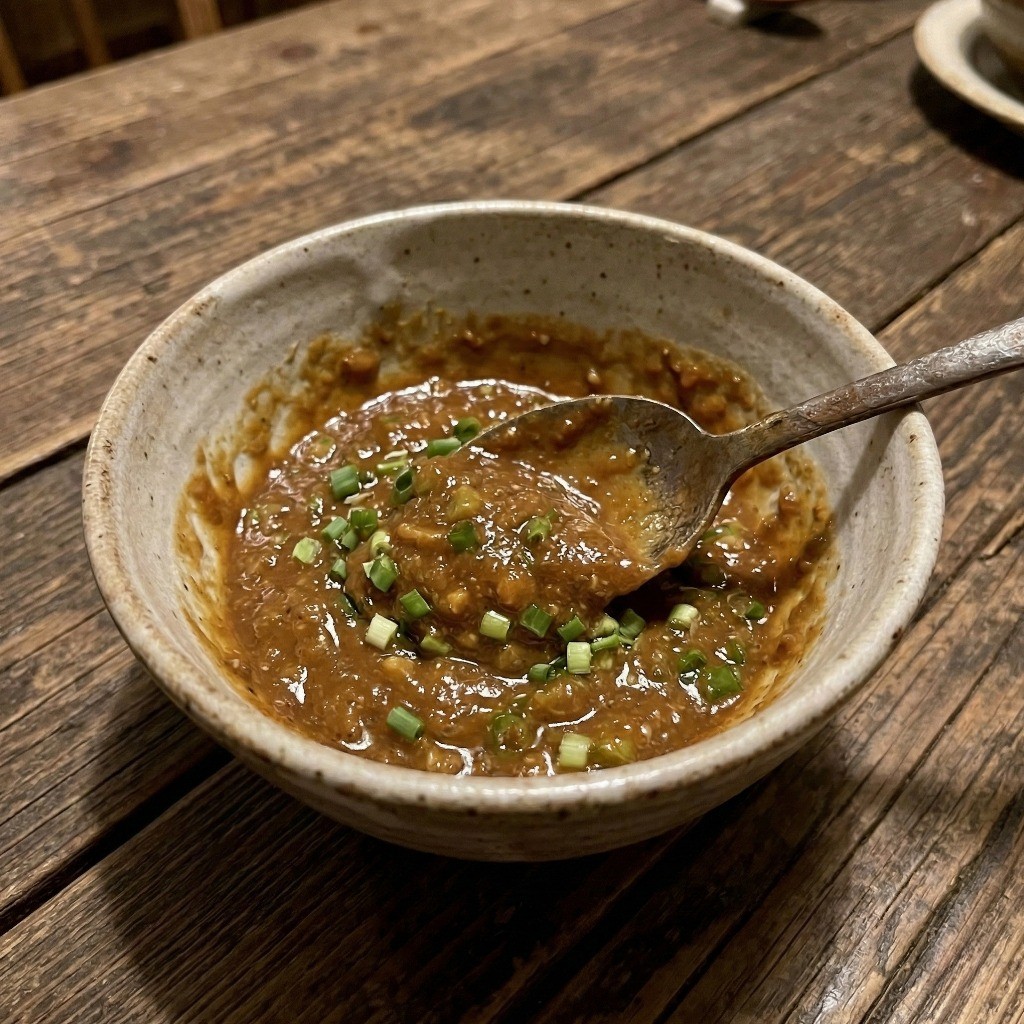 된장 베이스 양념장을 섞는 모습