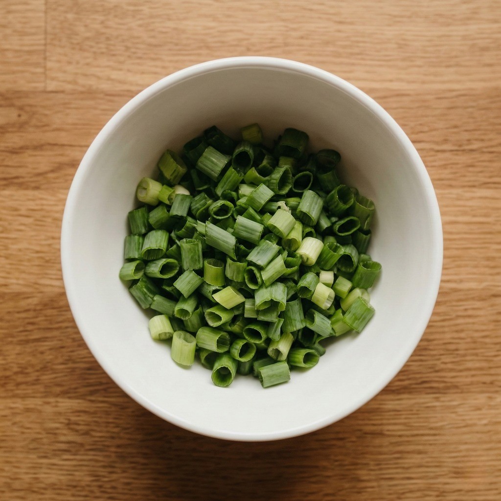 백종원 장조림 버터밥 1단계 대파 송송 썰어 전자레인지 용기에 담기
