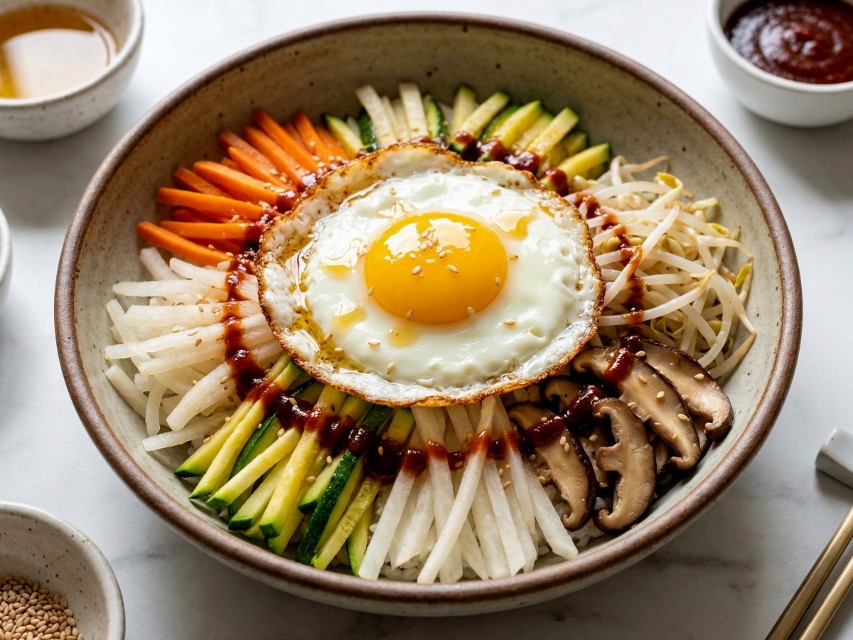 백종원 초간단 전자레인지 비빔밥 레시피 완성 사진 - 10분 완성 볶지 않은 나물 비빔밥