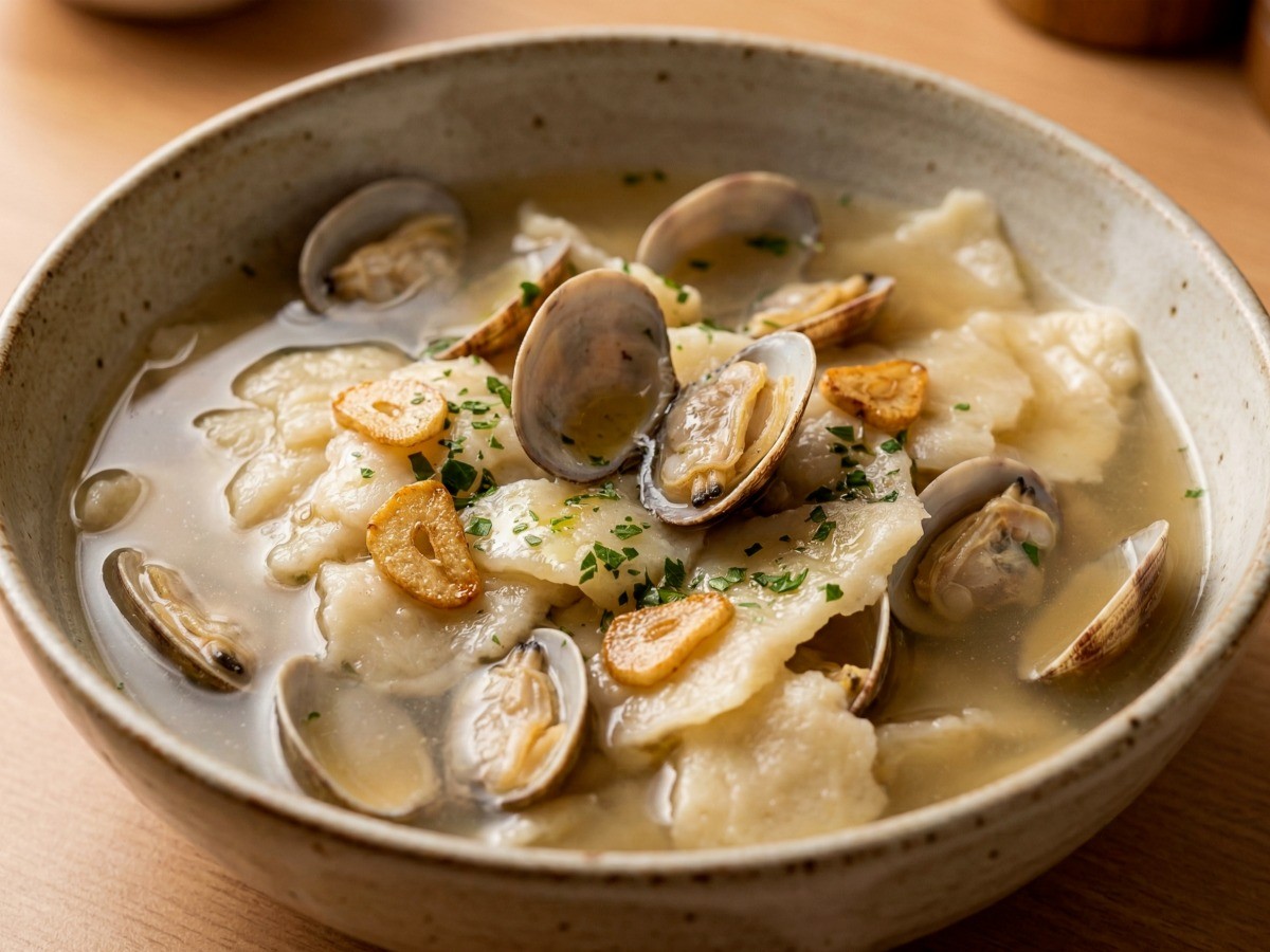 흑백요리사 최현석 셰프의 마늘 봉골레 수제비 파스타 완성 요리