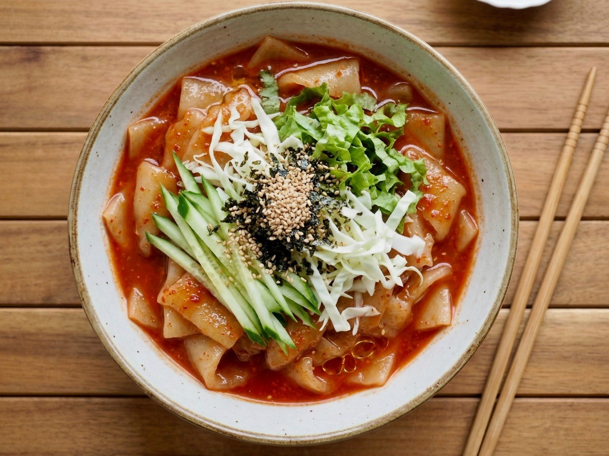 매콤달콤 쫄깃한 백종원 비빔수제비 완성 - 시판 감자수제비 초간단 요리