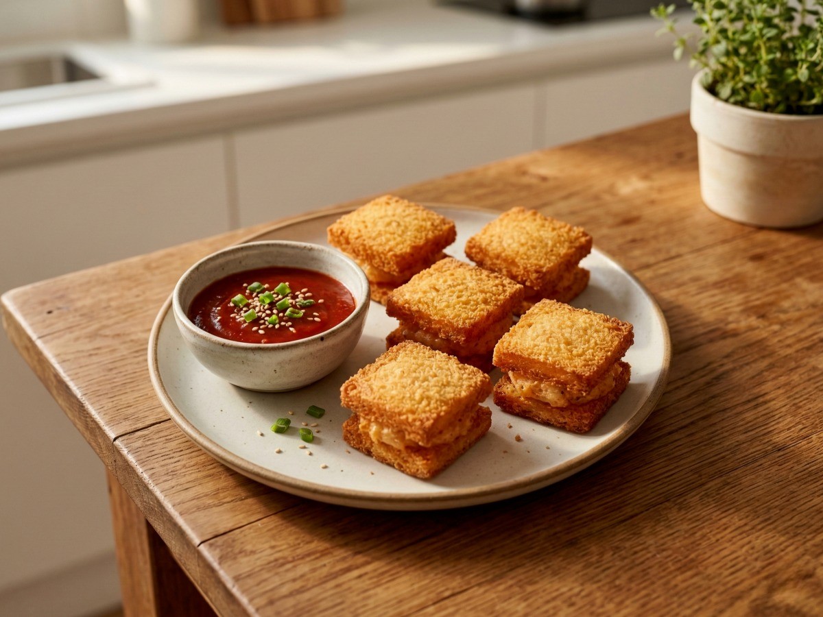 겉바속촉 이연복 멘보샤 완성 요리와 칠리 케첩 소스