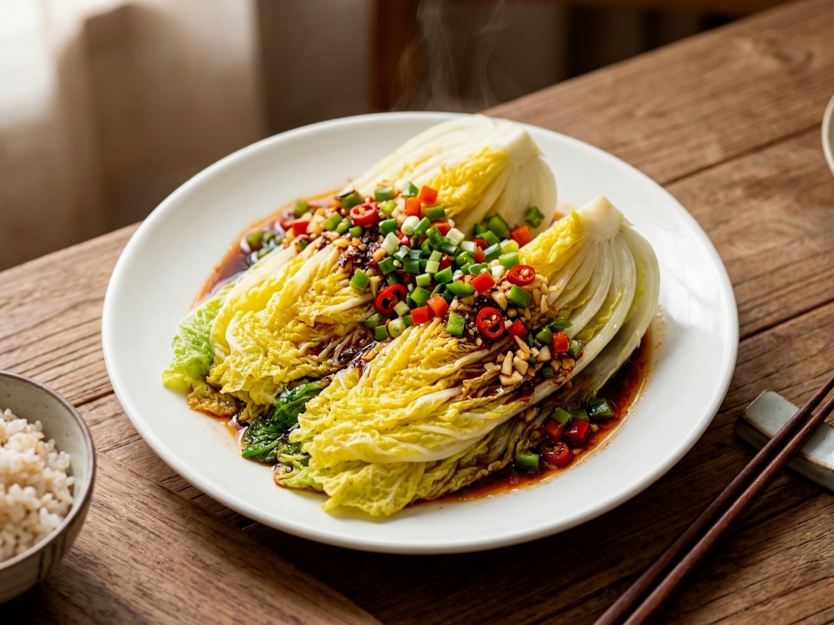 이연복 셰프의 초간단 다이어트 식단, 먹음직스러운 배추찜 완성 요리