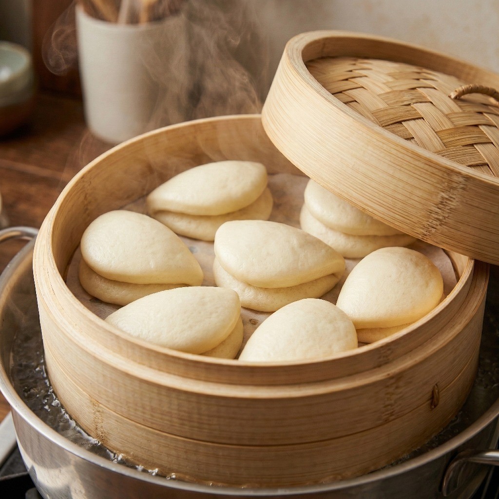 회과육 버거용 꽃빵(중화번) 촉촉하게 찌는 과정