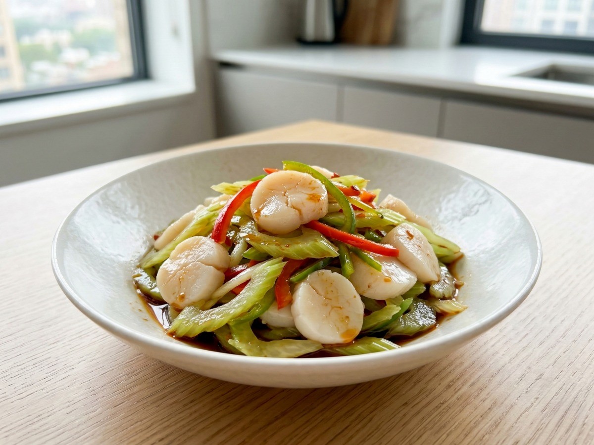 이연복 셰프 레시피로 만든 아삭하고 쫄깃한 다이어트 식단, 관자 샐러리 냉채 완성 사진