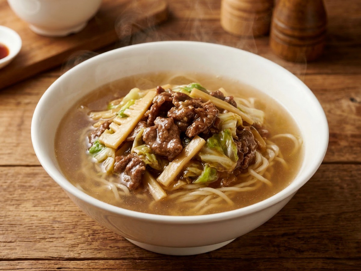 이연복 셰프의 사보이 호텔식 진한 소고기탕면 완성 모습