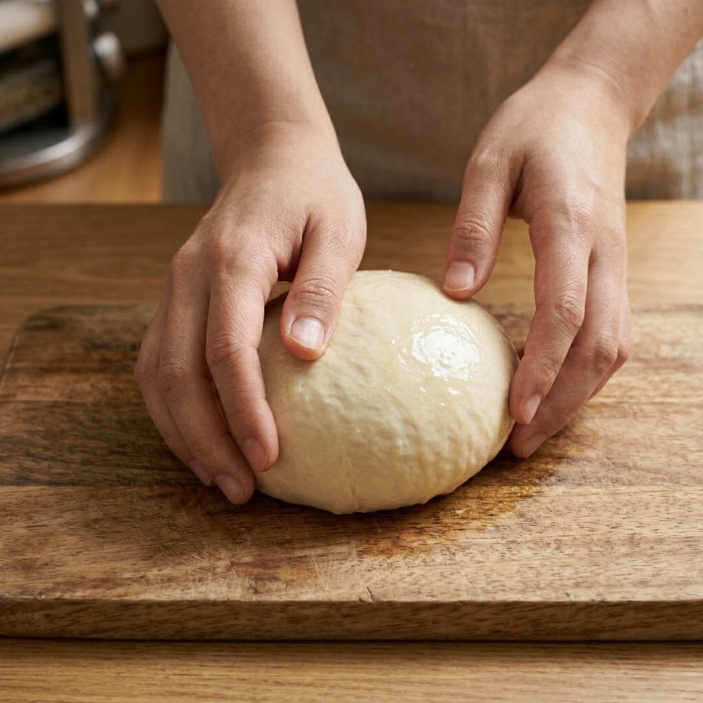 경장육사 레시피 2단계: 고기를 싸 먹을 부드러운 수제 밀가루 피 반죽 만드는 모습
