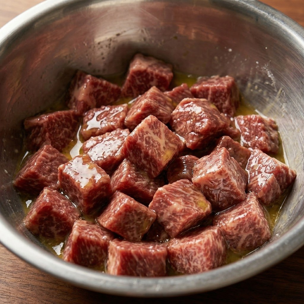 이연복 몽골리안 비프 레시피 2단계: 계란 흰자, 전분, 식용유로 고기를 부드럽게 마리네이드 하는 비법