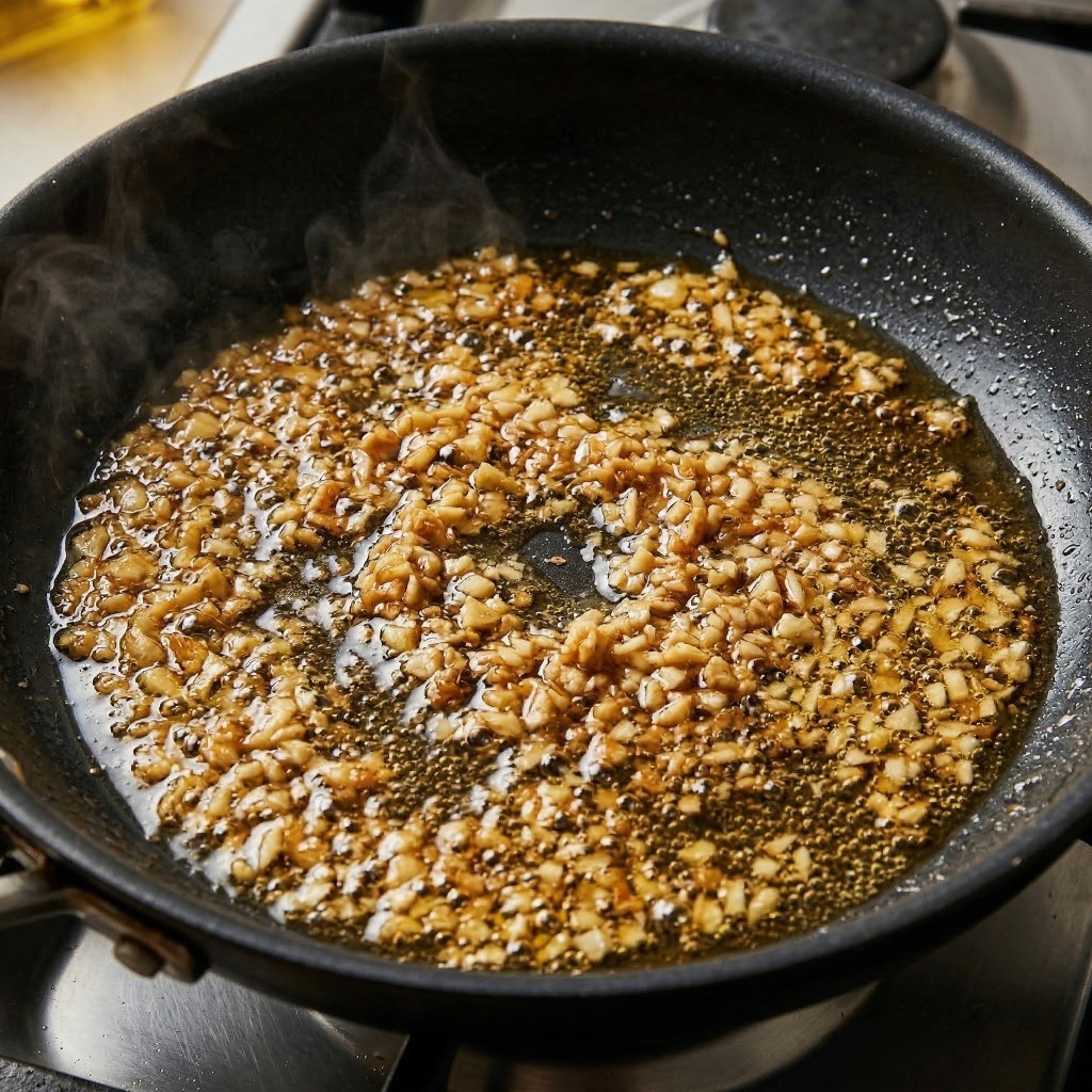 다진 마늘과 치킨스톡, 굴소스를 활용해 만든 중식 스타일 황금 마늘 소스