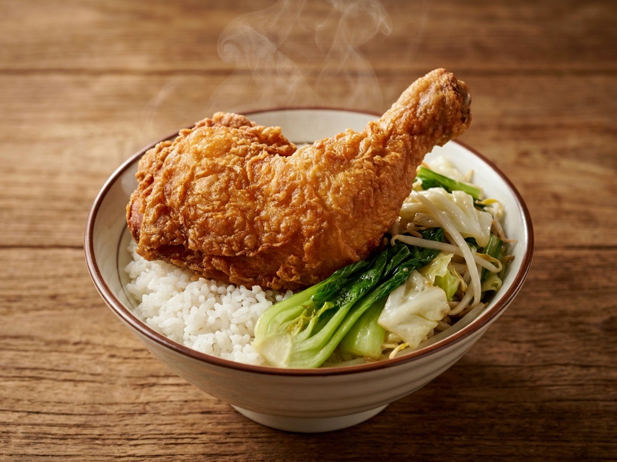 완성된 이연복 대만식 닭다리 튀김 밥 덮밥