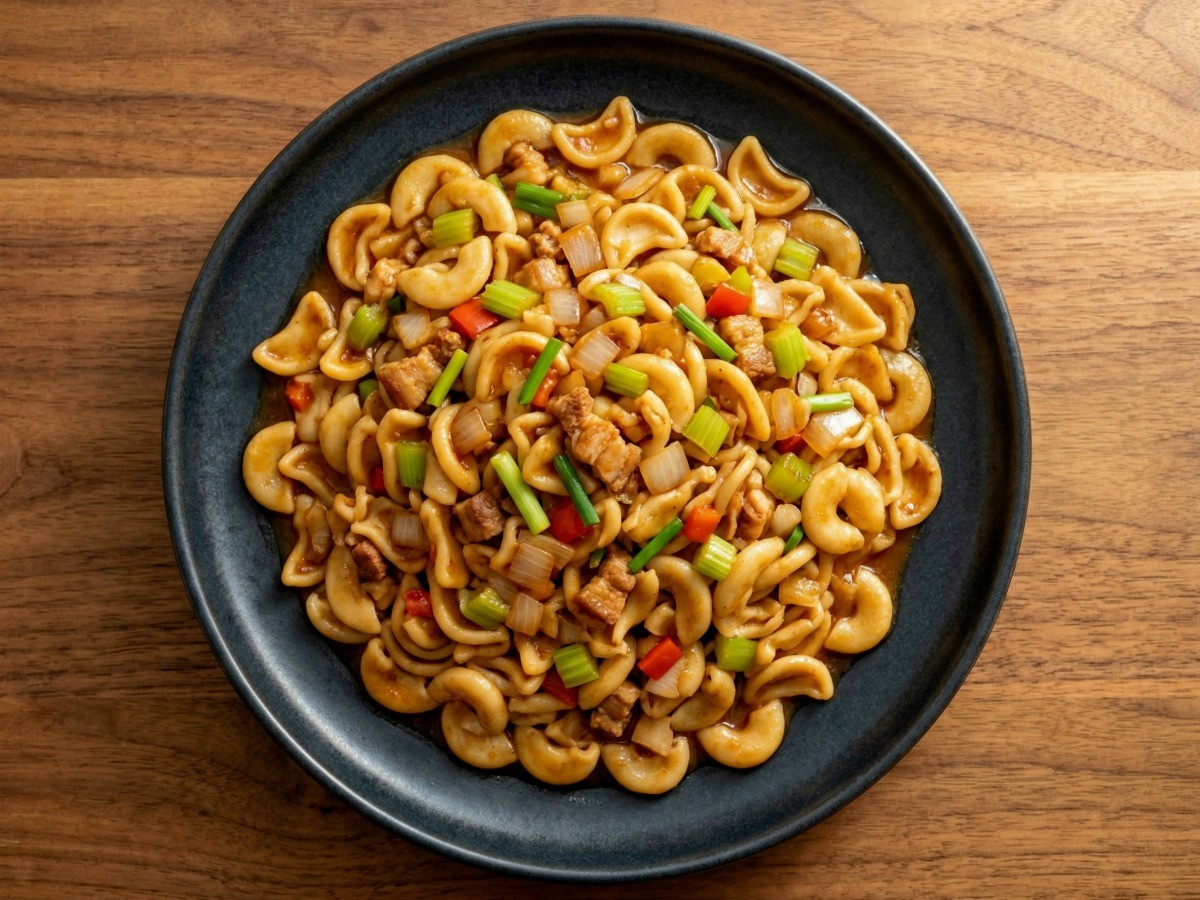 이연복 셰프의 고양이 귀 면(마오얼둬) 완성 요리 - 쫄깃한 중식 수제비 볶음면