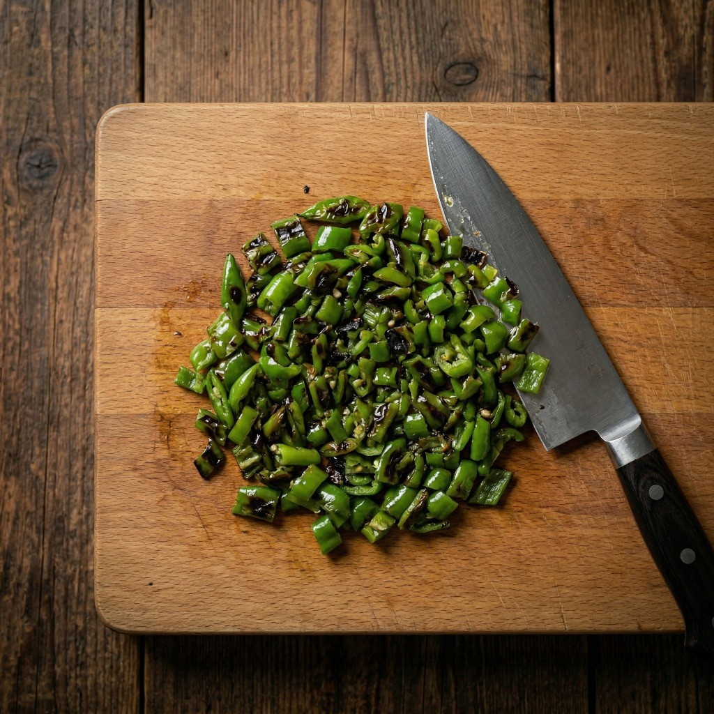 구운 꽈리고추와 청양고추를 잘게 다진 고추비빔면 비법 소스 재료