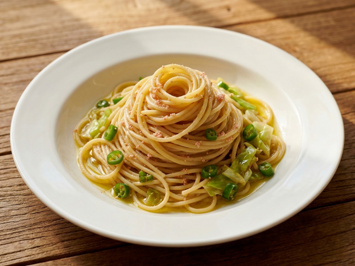 이연복 명란 파스타 완성 사진 - 굴소스와 청양고추로 감칠맛을 낸 초간단 오일 파스타