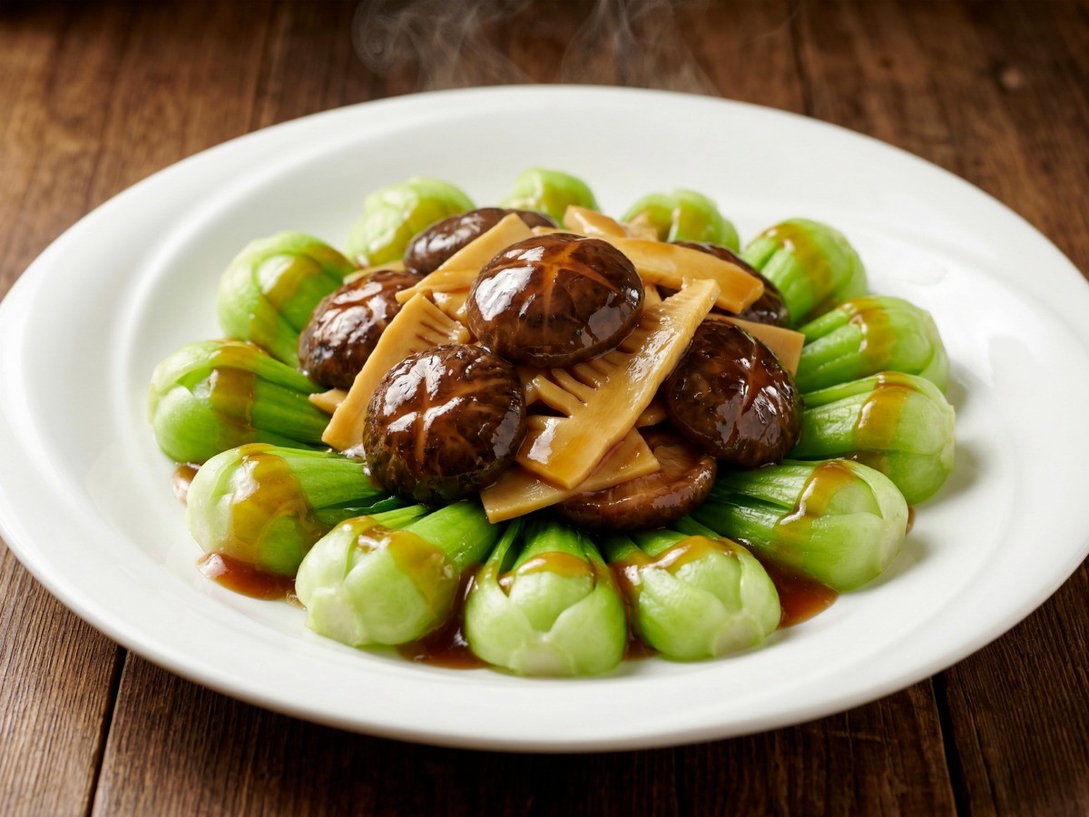 윤기가 흐르는 이연복 표고 죽순 청경채 조림 완성 플레이팅