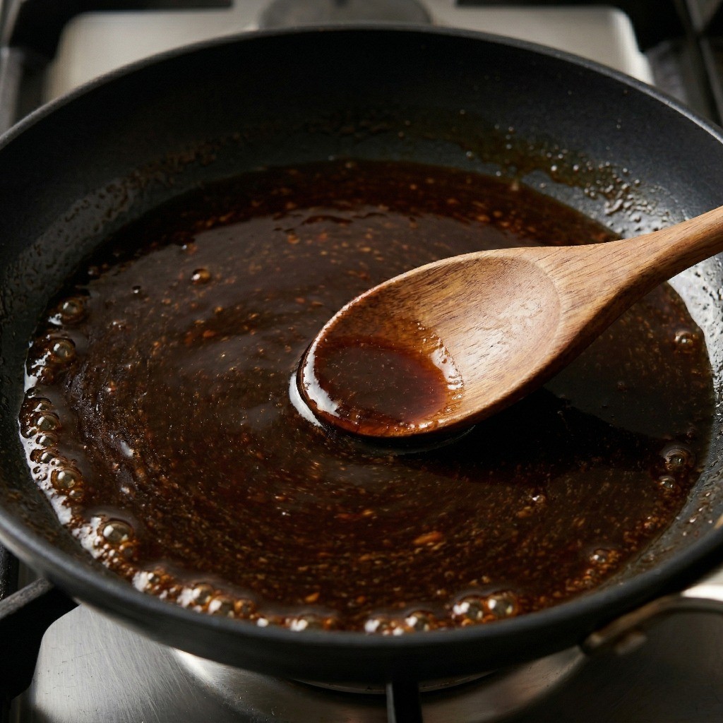 맛술, 간장, 굴소스, 치킨스톡으로 이연복 조림 소스를 배합하는 과정
