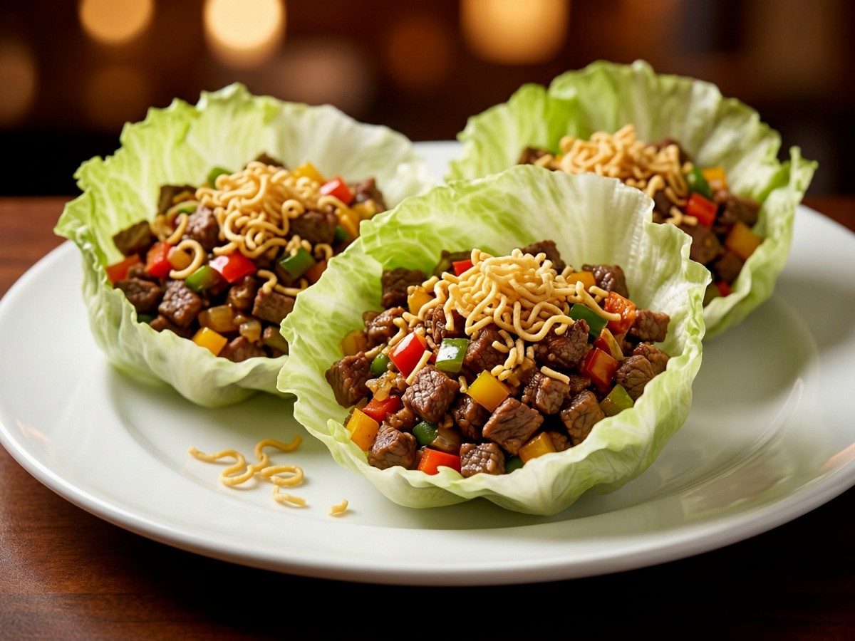 완성된 소고기 양상추 쌈 요리 - 이연복 셰프 추천 고급 중식 손님초대음식