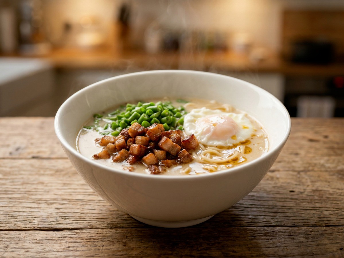 이연복 삼겹살 운두면 완성 - 진한 돈코츠 라멘 스타일의 중식 10분 요리