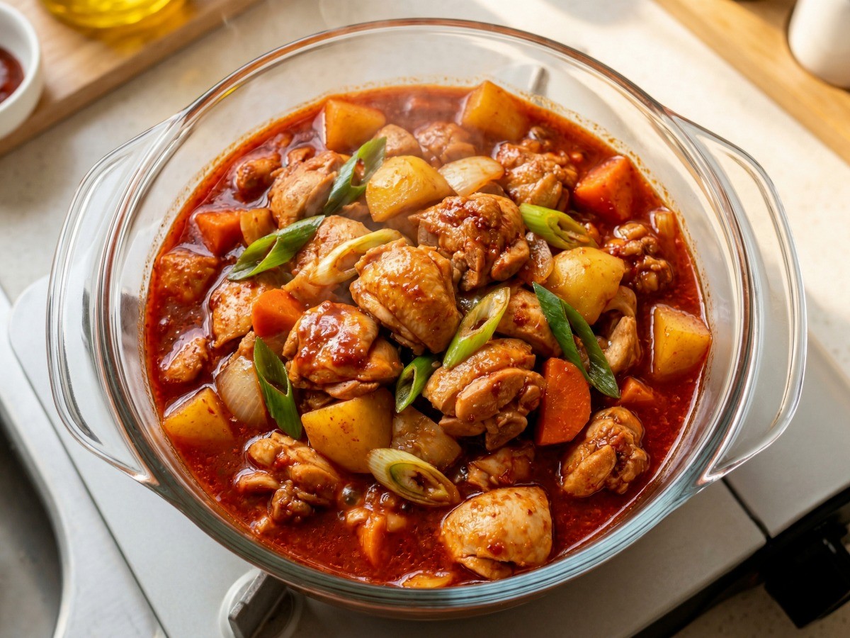 이연복 셰프의 초간단 전자레인지 닭볶음탕 완성 모습