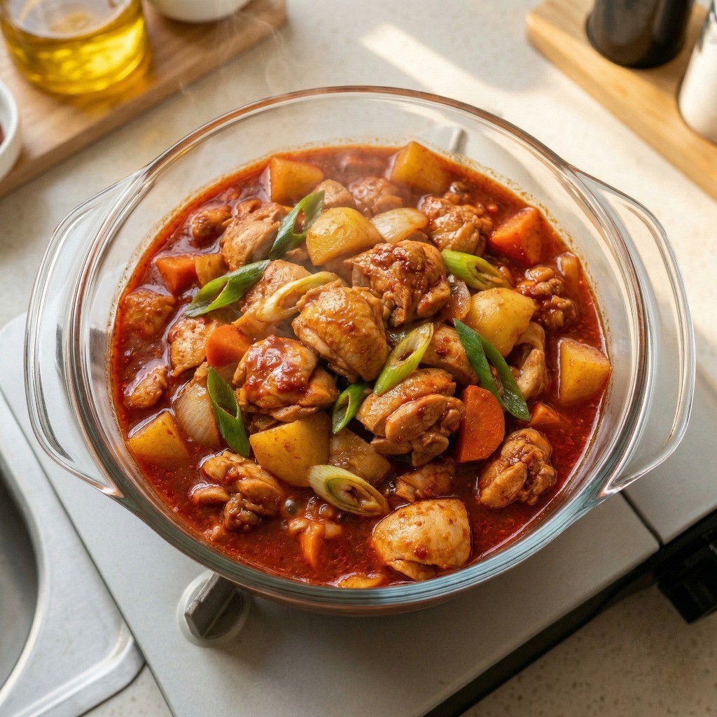 전자레인지 닭볶음탕 만들기 완성: 국물이 자작하고 매콤달콤한 닭볶음탕