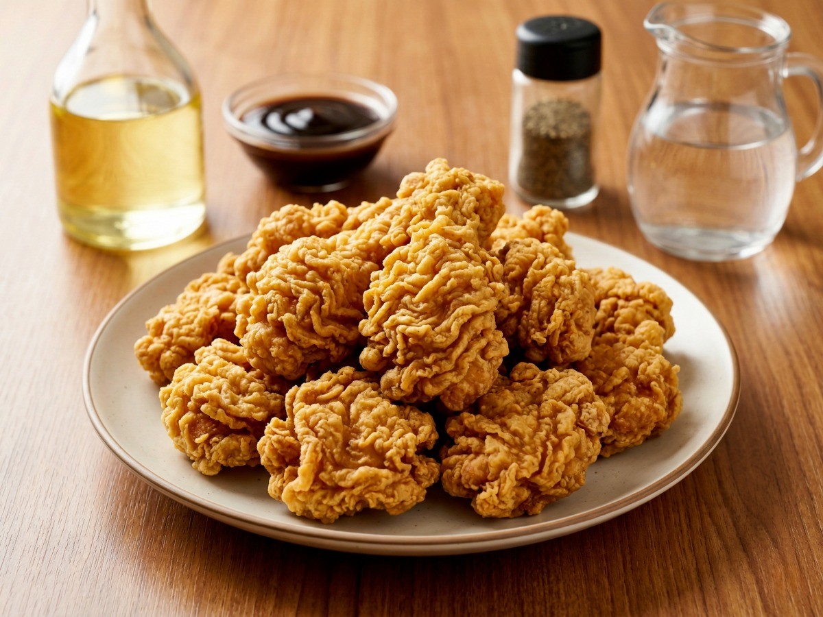 이연복 셰프 비법으로 만든 바삭한 홈메이드 프라이드 순살 치킨 완성 모습