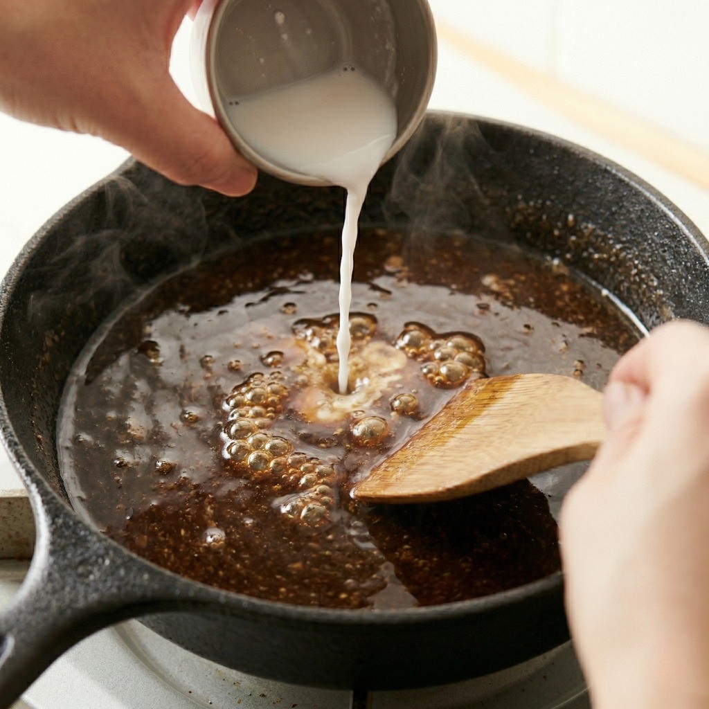 남은 양상추 볶음 소스에 전분물을 풀어 걸쭉하게 농도를 맞추는 비법