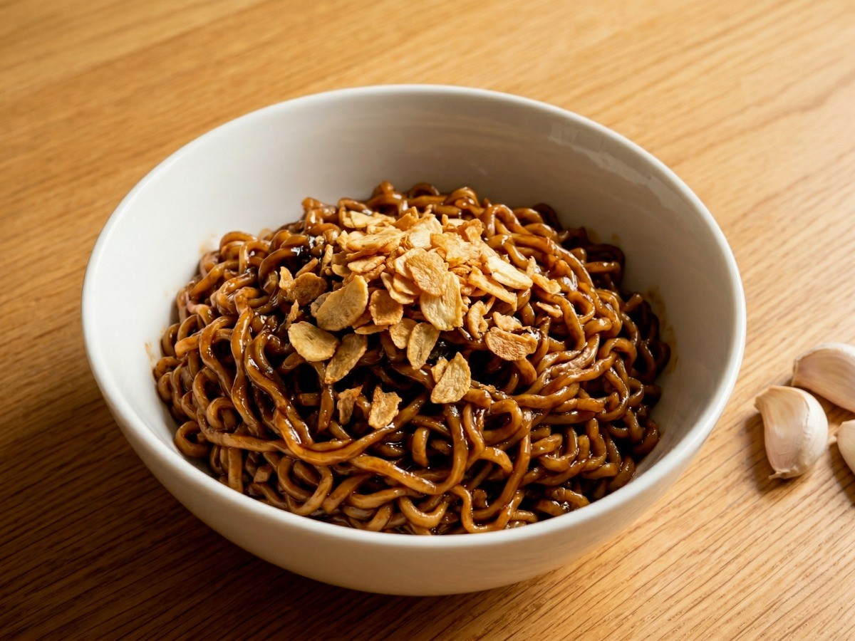 이연복 셰프의 초간단 레시피로 완성된 윤기 흐르는 마늘폭탄 짜슐랭 간짜장 라면 한 그릇