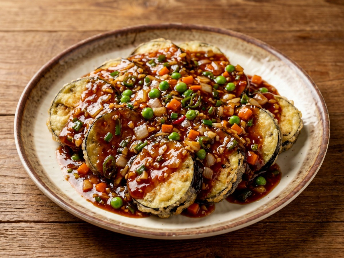 이연복 셰프의 겉바속촉 중식 가지편부침 완성 요리