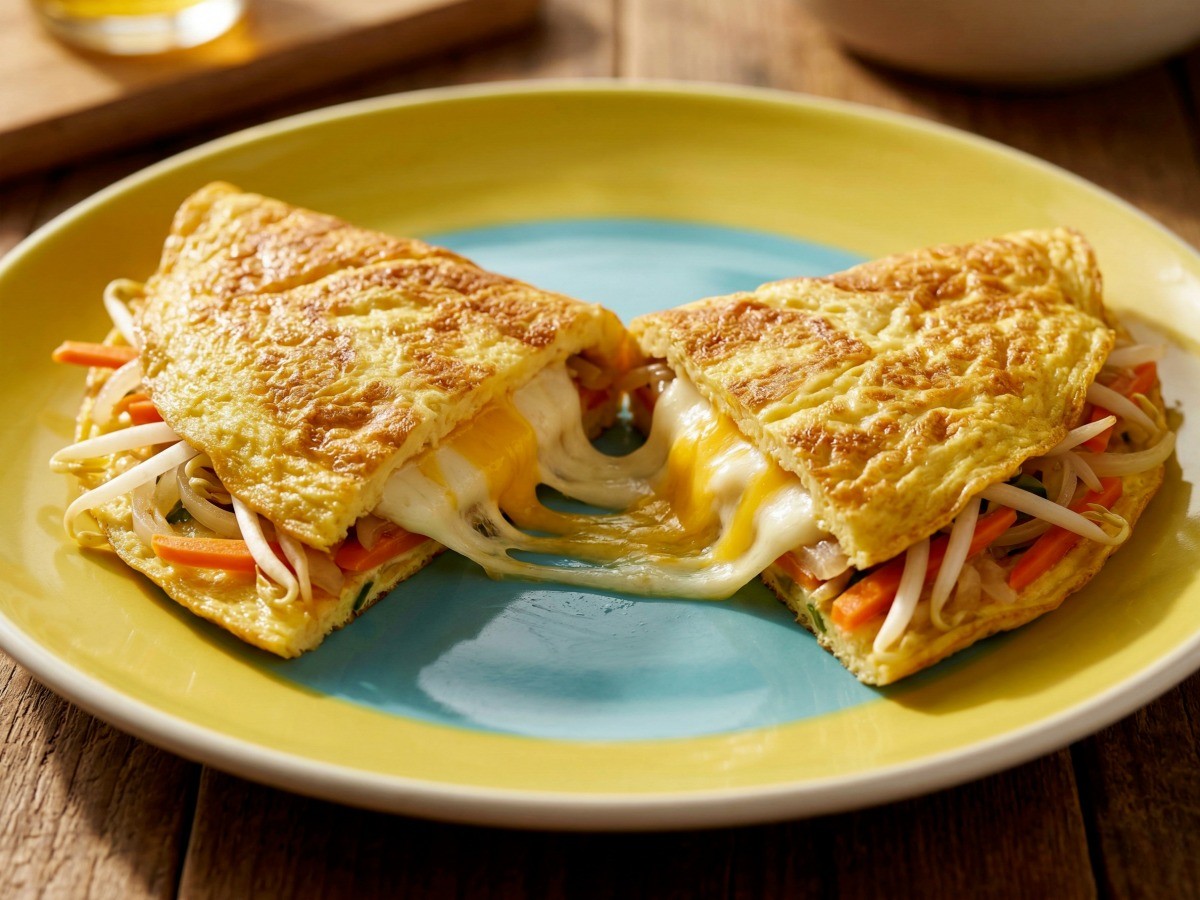 치즈가 듬뿍 녹아내린 이연복 야채오믈렛 완성 사진