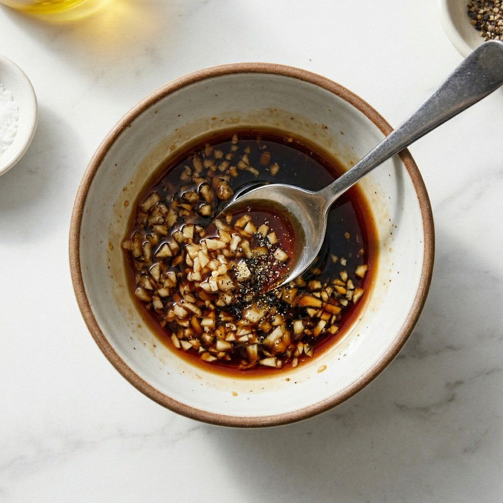 다진마늘과 굴소스 요리당으로 섞어 만든 이연복 특제 소스