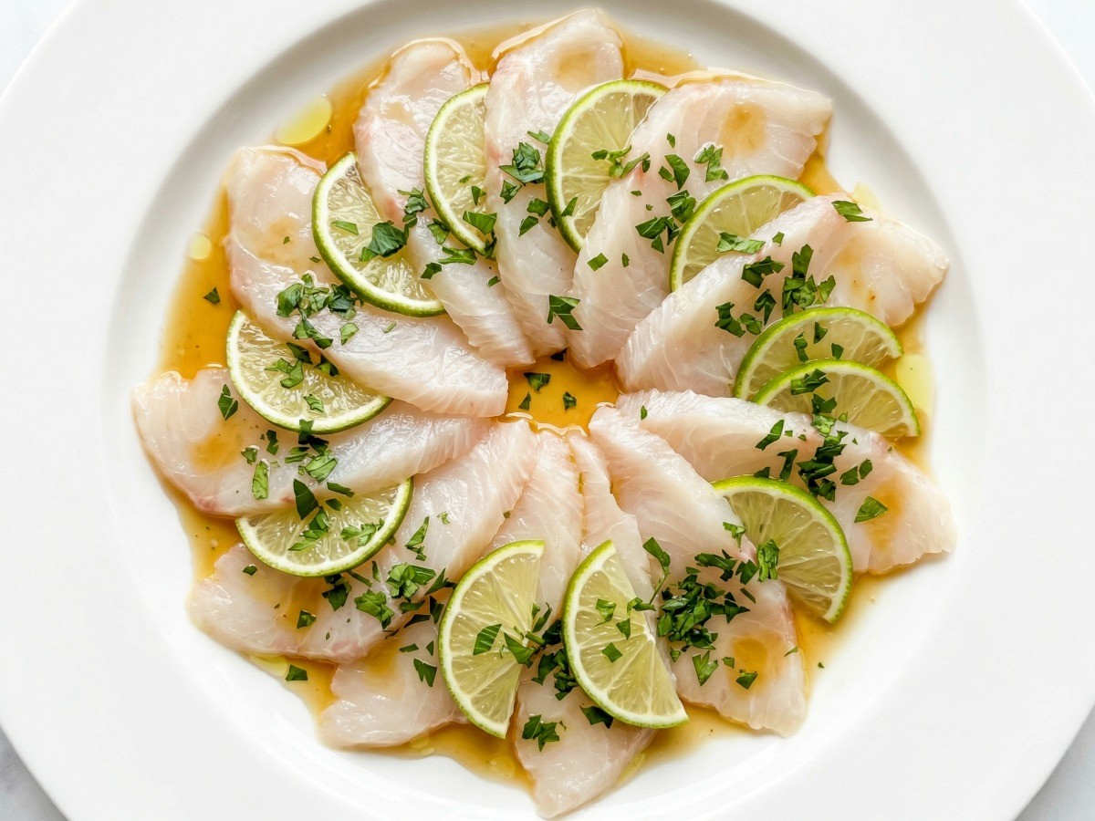 이연복 셰프의 초간단 광어 카르파초 완성 요리 - 상큼하고 고소한 홈파티 와인 안주