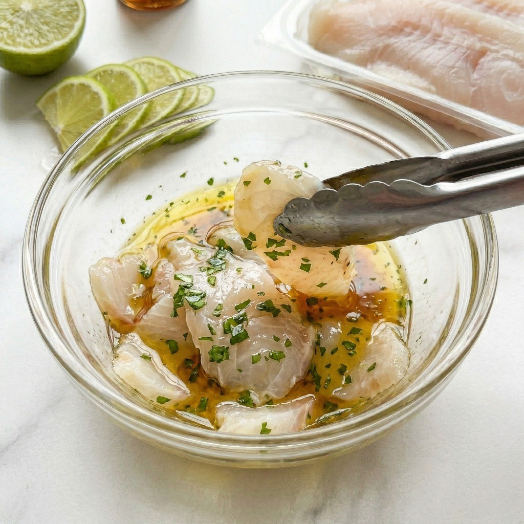 완성된 상큼한 특제 소스에 숙성 광어회를 넣고 살살 버무리는 조리 과정