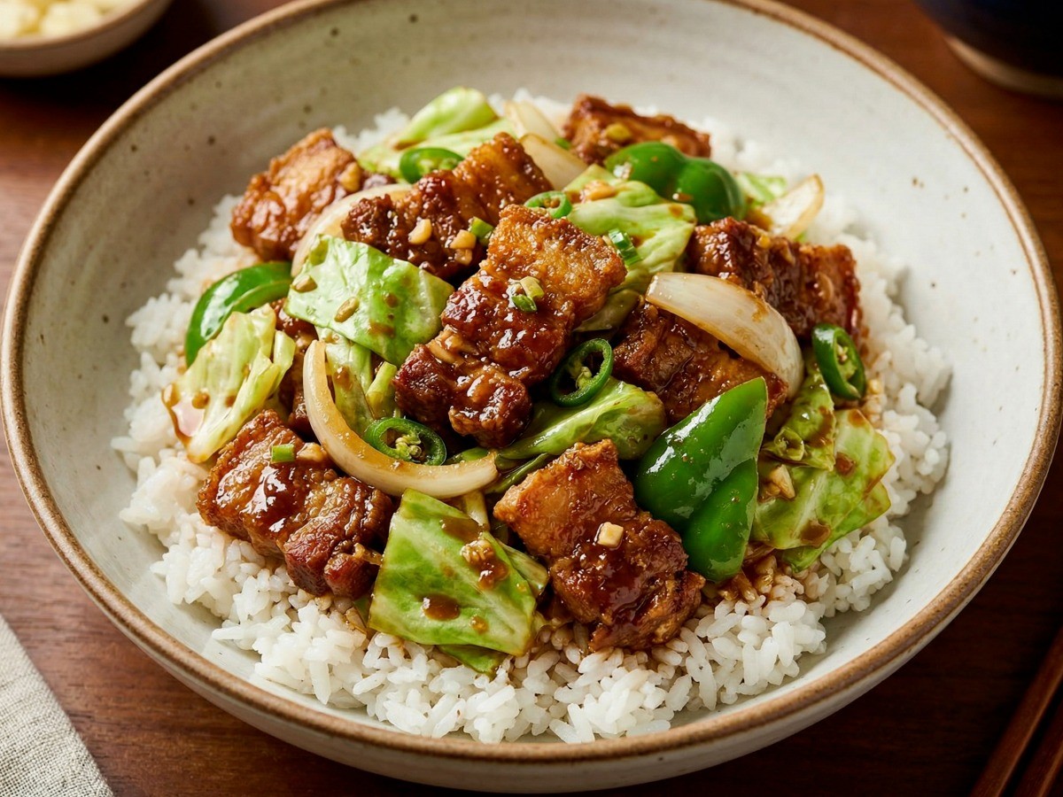 집에서 만드는 이연복 셰프의 특급 레시피, 짜장 풍미가 가득한 춘장 없는 된장 회과육 덮밥 완성 사진