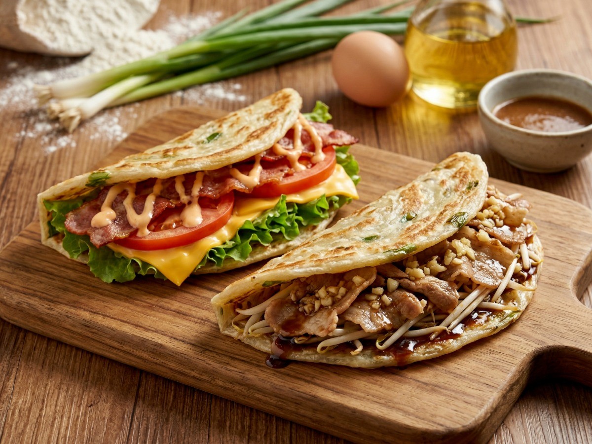 이연복 레시피로 만든 겉바속쫄 대만 길거리 간식 총좌빙 (B.L.T 및 대패숙주볶음 두 가지 버전)