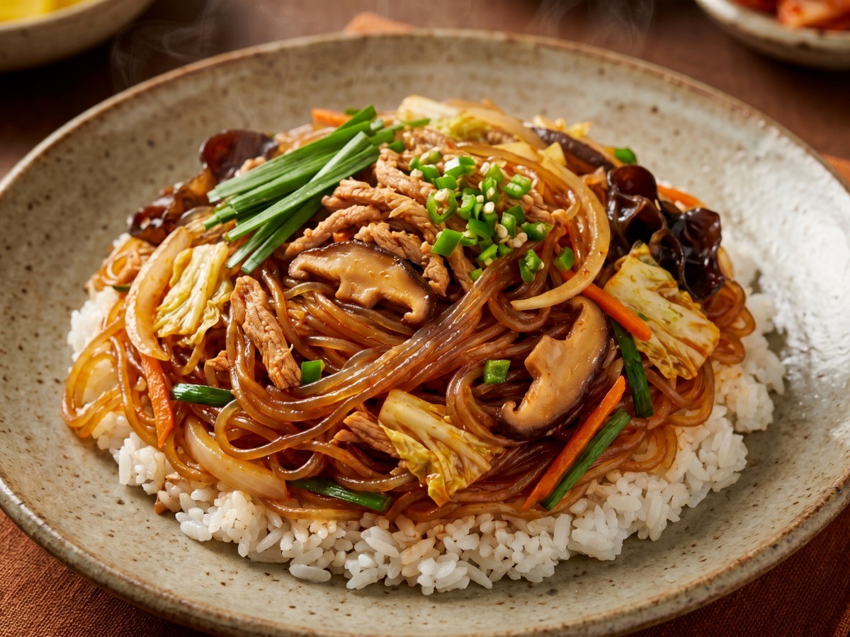 이연복 매운잡채밥 완성 레시피 - 당면을 삶지 않고 촉촉하게 만든 매콤한 중식 잡채밥