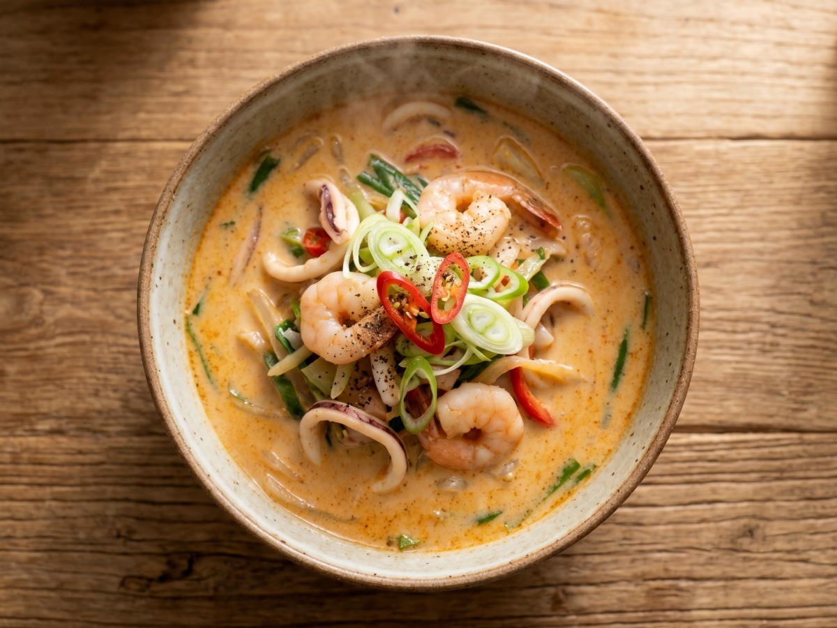 이연복 크림짬뽕 완성 사진 - 매콤하고 고소한 퓨전 중식 레시피