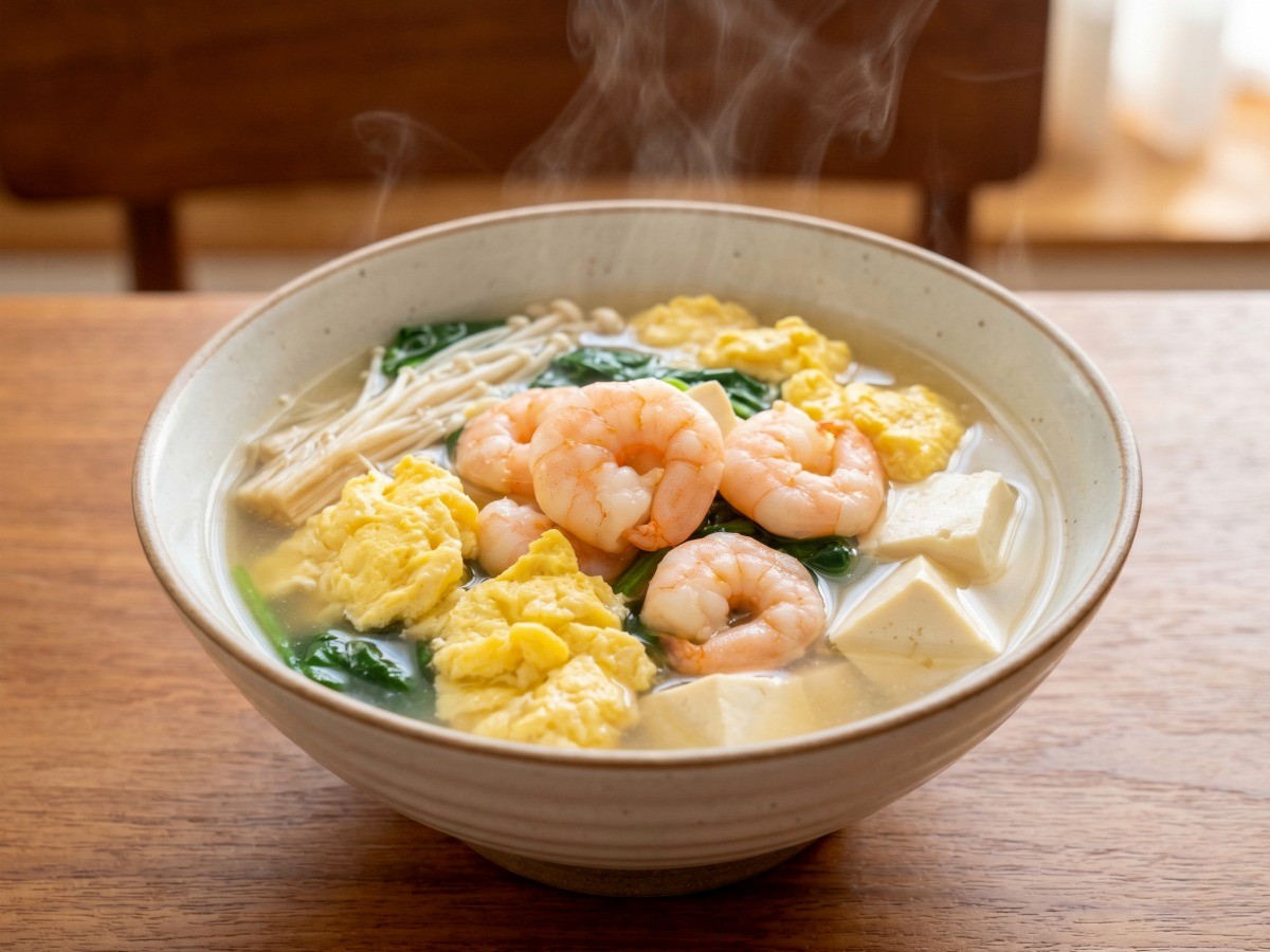 이연복 연두부 새우탕 레시피 완성 사진 - 맑고 시원한 해장국 요리